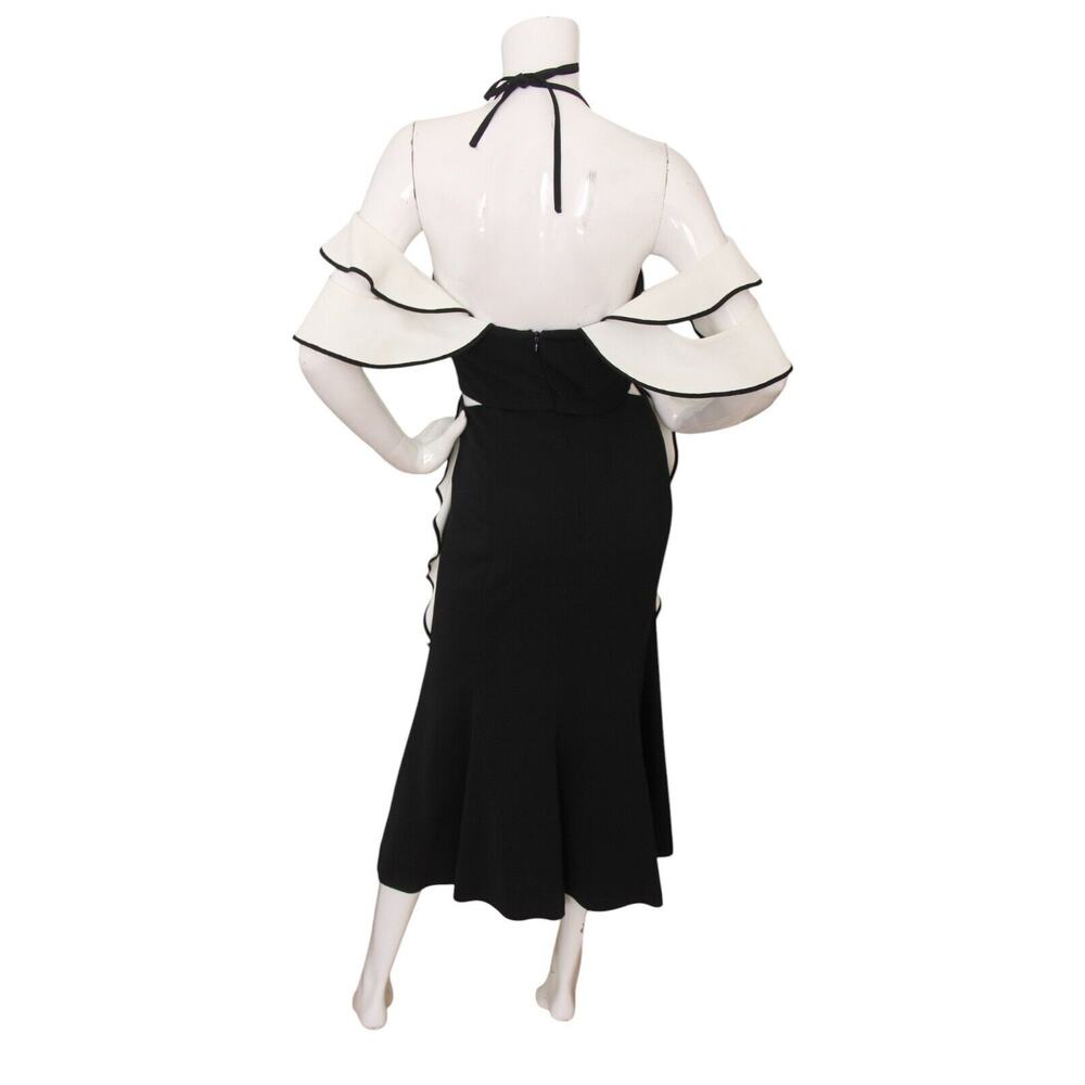 Jonathan Simkhai Ruffle Crepe Halter Off Shoulder Midi Dress 2 - Picture 5 of 13